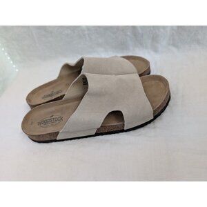 Woodstock Vintage Brand Men's size 10 tan leather slide sandal, travel comfort